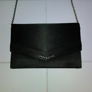Small vintage satin black shoulder/clutch bag.